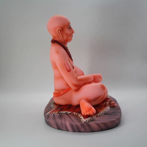 Swami Samarth Fiber Idol/Murti in Sitting Position (7 Inch, Orange)